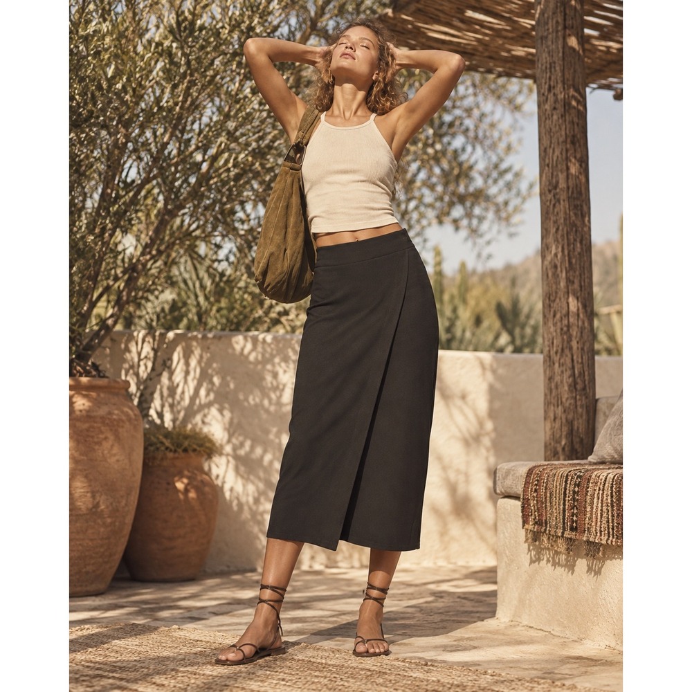 Zara Womens Black Faux Wrap Midi Skirt Size S NWT 3897/162/800